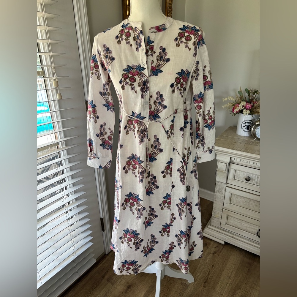 Folk Song 100% cotton bohemian dress made in India size small EUC Like New